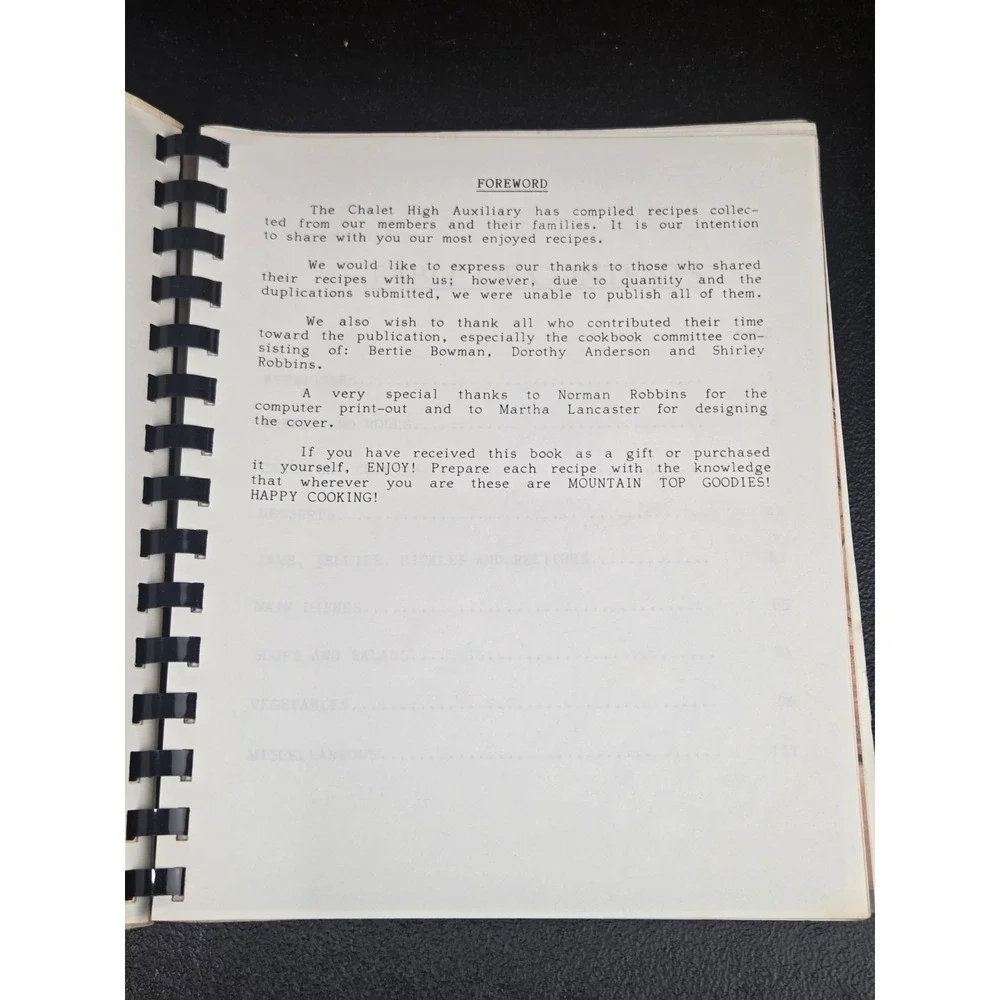 The Goodie Book Of Chalet High Fancy Gap, VA‎ Cookbook Local Recipes 1987